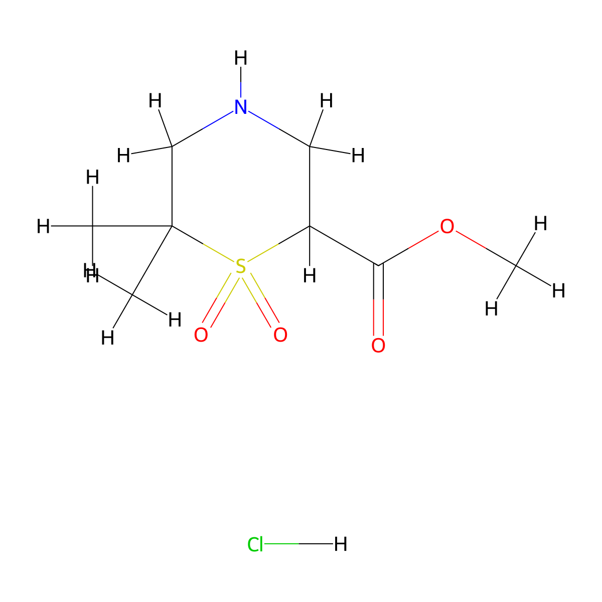 Methyl6,6-dimethyl-1,1-dioxo-1lambda6-thiomorpholine-2-carboxylatehydrochloride molecular structure, CAS 2418673-34-2