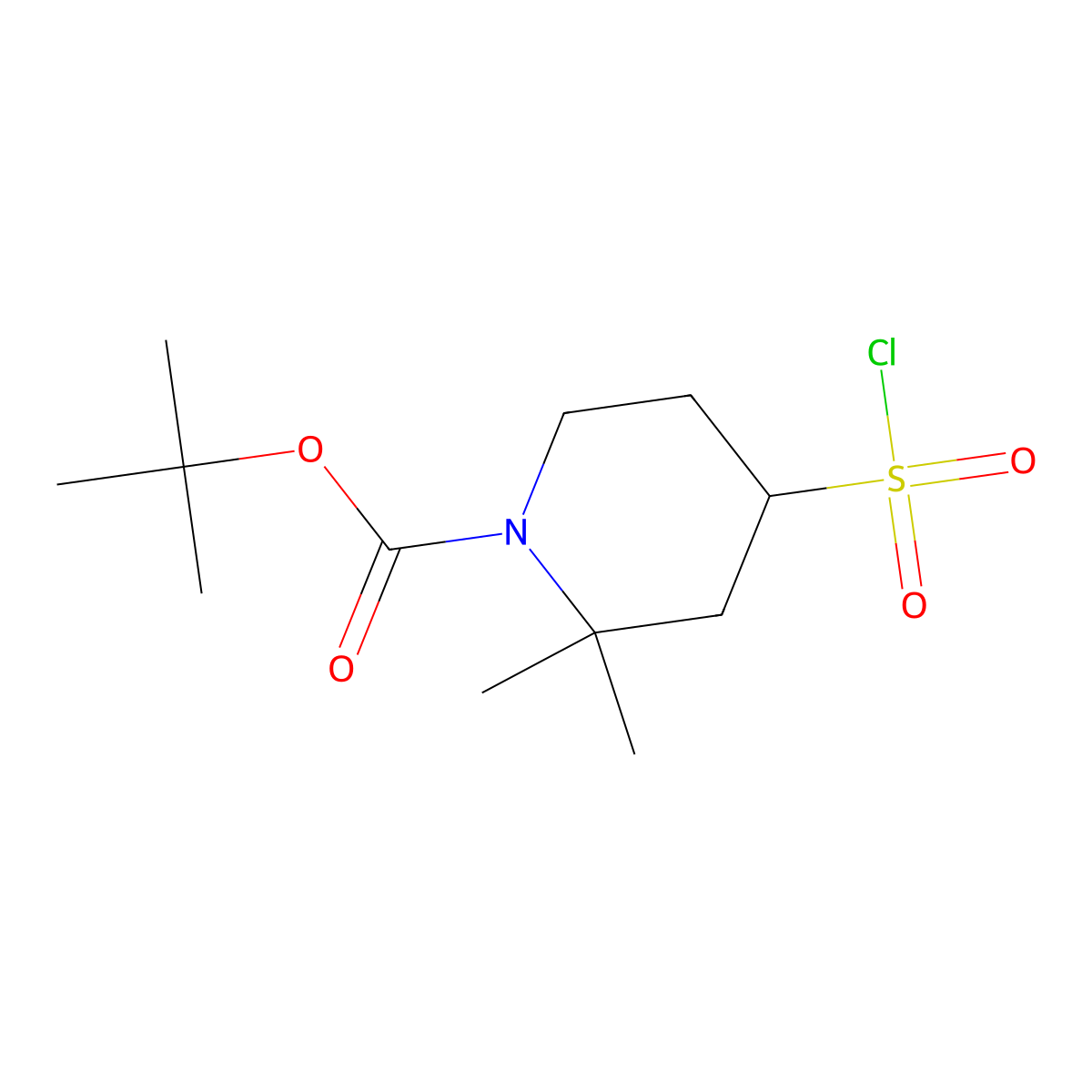 Tert-butyl4-(chlorosulfonyl)-2,2-dimethylpiperidine-1-carboxylate molecular structure, CAS 2418674-72-1