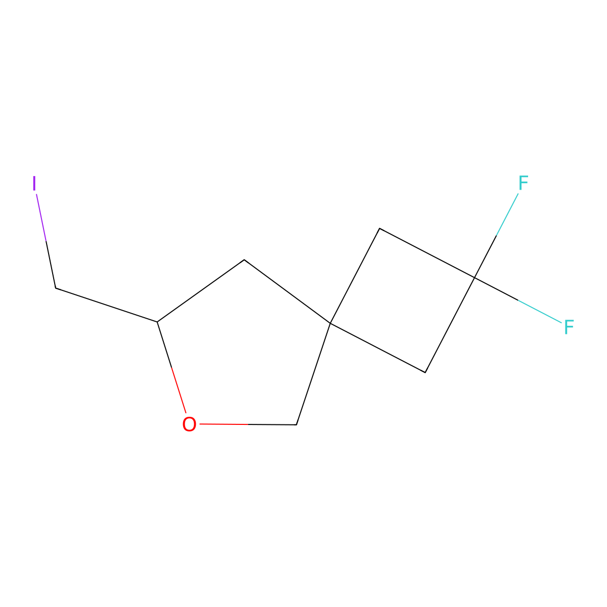 2,2-Difluoro-7-(iodomethyl)-6-oxaspiro[3.4]octane molecular structure, CAS 2418674-87-8