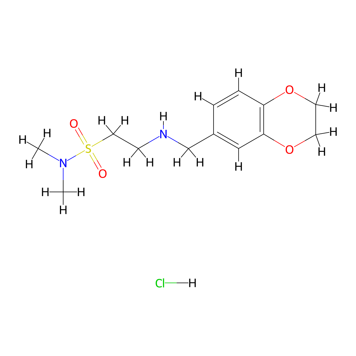 2-{[(2,3-dihydro-1,4-benzodioxin-6-yl)methyl]amino}-N,N-dimethylethane-1-sulfonamide hydrochloride molecular structure, CAS 2418676-94-3