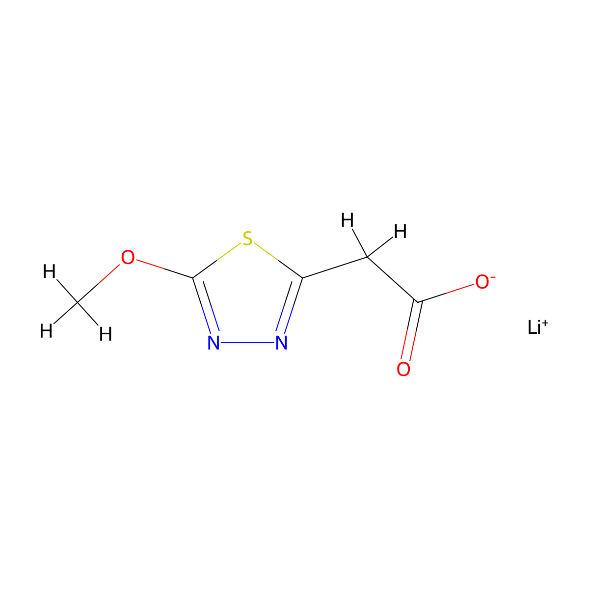 Lithium(1+) 2-(5-methoxy-1,3,4-thiadiazol-2-yl)acetate molecular structure, CAS 2418677-94-6
