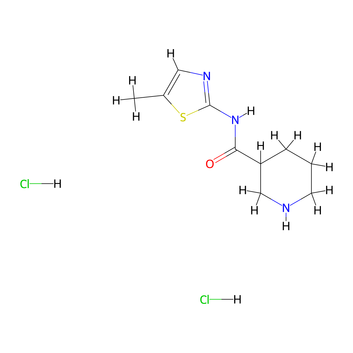 N-(5-methyl-1,3-thiazol-2-yl)piperidine-3-carboxamidedihydrochloride molecular structure, CAS 2418678-46-1