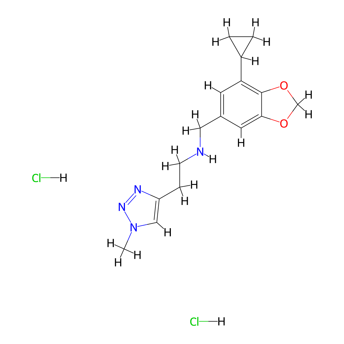 [(7-cyclopropyl-1,3-dioxaindan-5-yl)methyl][2-(1-methyl-1H-1,2,3-triazol-4-yl)ethyl]amine dihydrochloride molecular structure, CAS 2418678-88-1