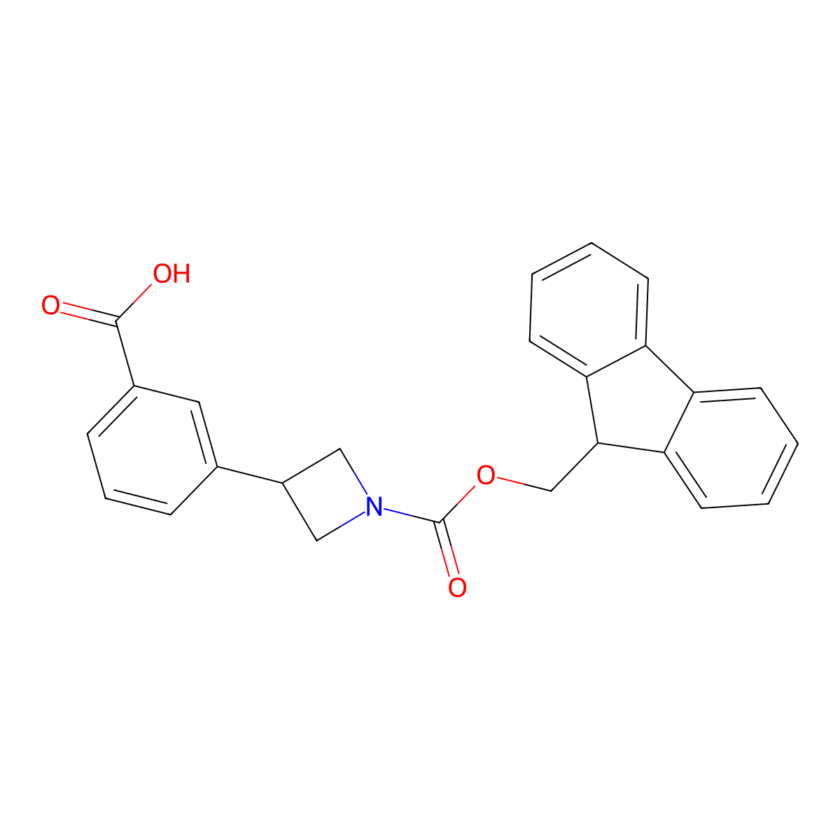 3-(1-(((9H-fluoren-9-yl)methoxy)carbonyl)azetidin-3-yl)benzoic acid molecular structure, CAS 2418679-89-5