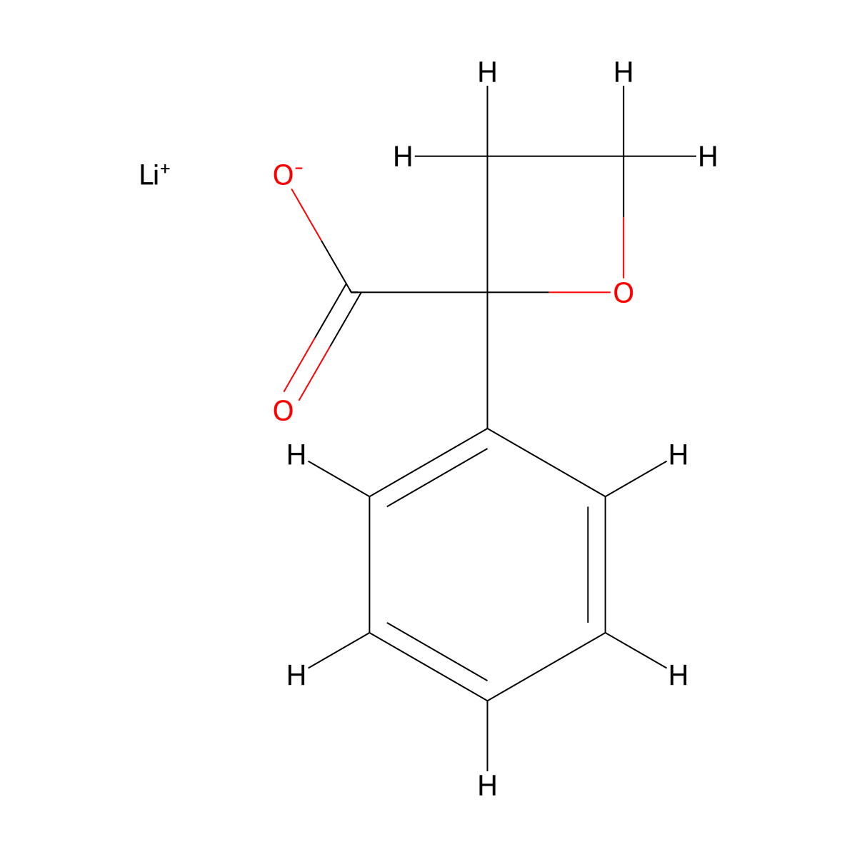 Lithium 2-phenyloxetane-2-carboxylate molecular structure, CAS 2418680-01-8