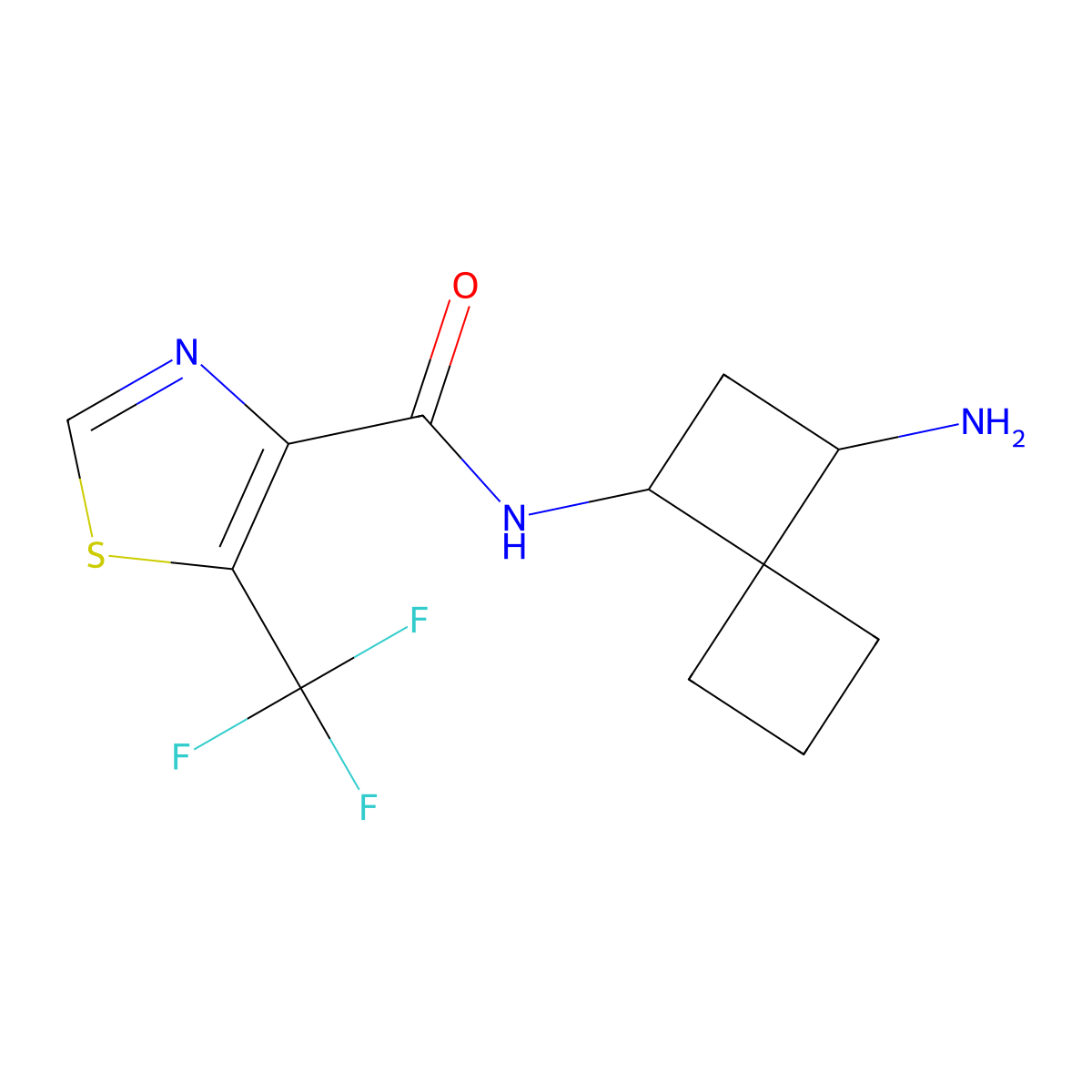 N-{3-aminospiro[3.3]heptan-1-yl}-5-(trifluoromethyl)-1,3-thiazole-4-carboxamide molecular structure, CAS 2418680-41-6