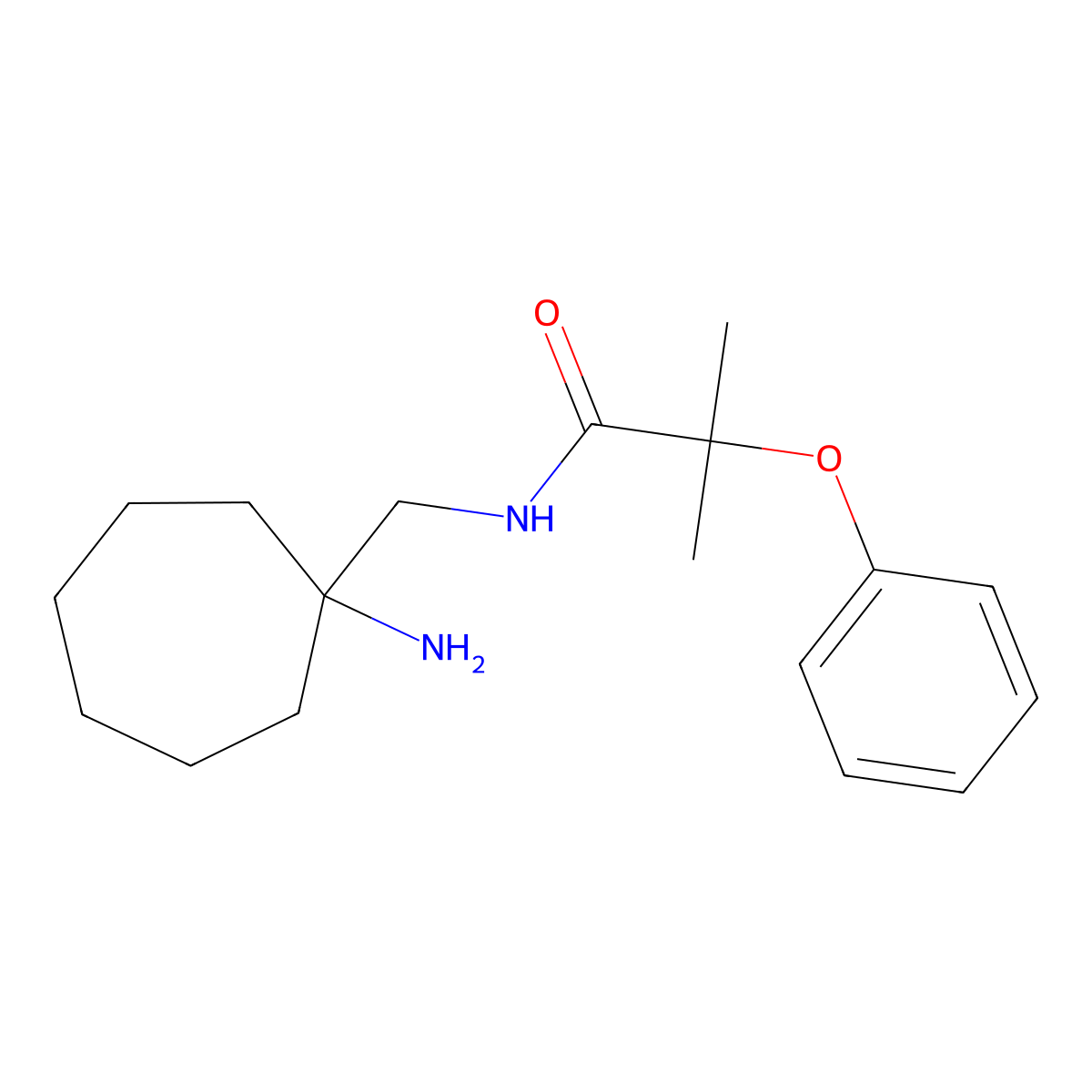 N-[(1-aminocycloheptyl)methyl]-2-methyl-2-phenoxypropanamide molecular structure, CAS 2418680-79-0