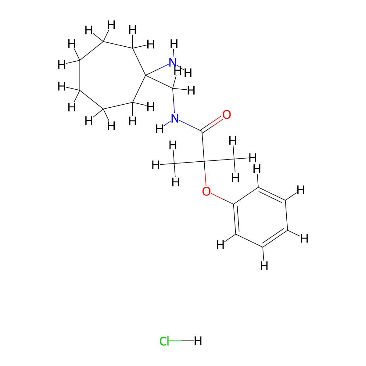 N-[(1-aminocycloheptyl)methyl]-2-methyl-2-phenoxypropanamide hydrochloride molecular structure, CAS 2418680-80-3
