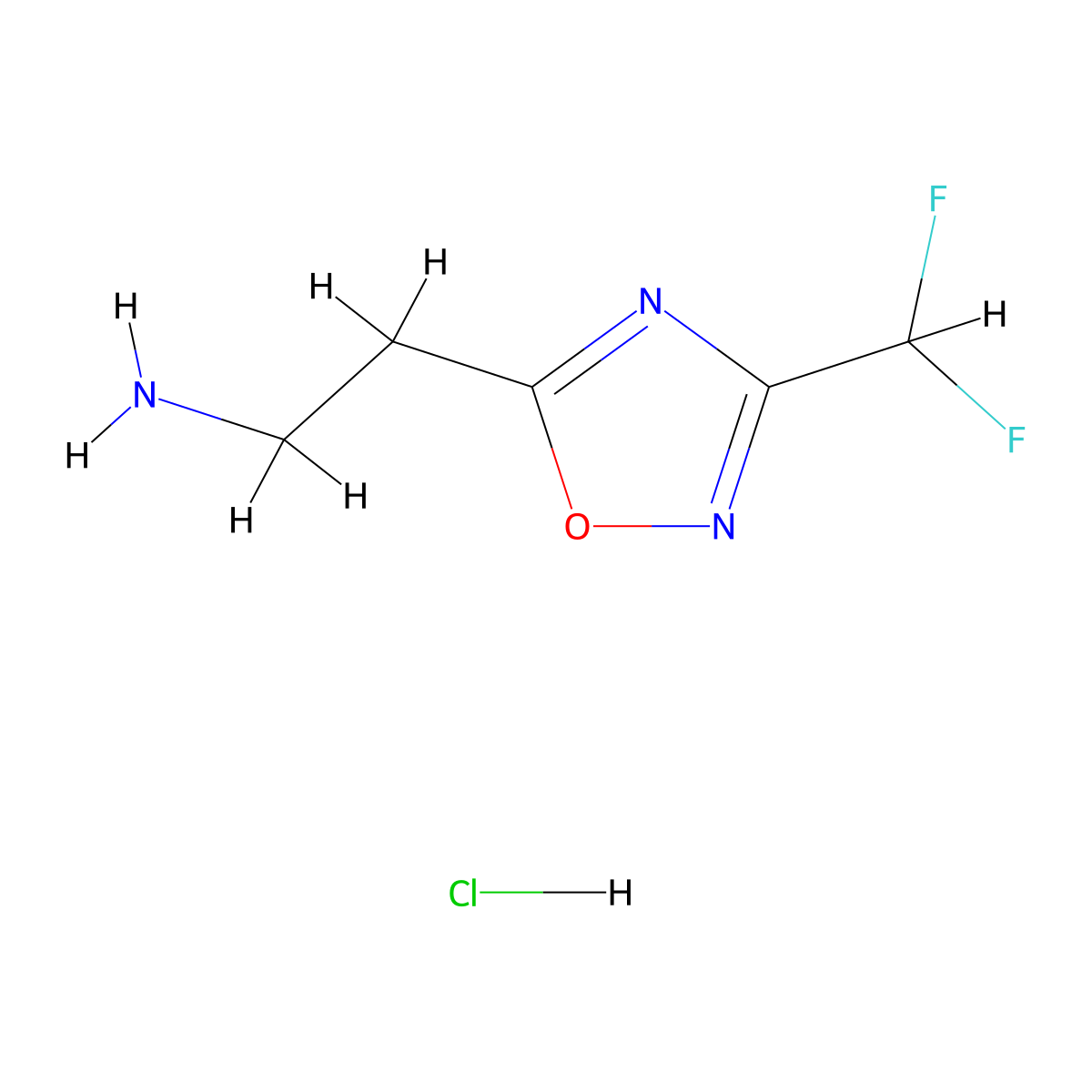 2-[3-(Difluoromethyl)-1,2,4-oxadiazol-5-yl]ethanamine;hydrochloride molecular structure, CAS 2418682-83-2