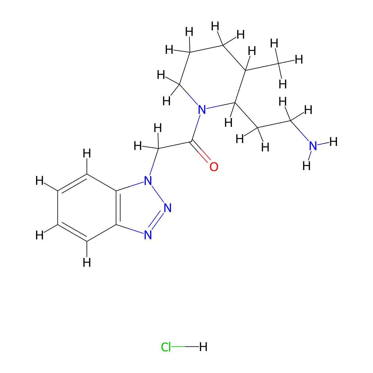 1-[2-(2-aminoethyl)-3-methylpiperidin-1-yl]-2-(1H-1,2,3-benzotriazol-1-yl)ethan-1-one hydrochloride molecular structure, CAS 2418691-41-3