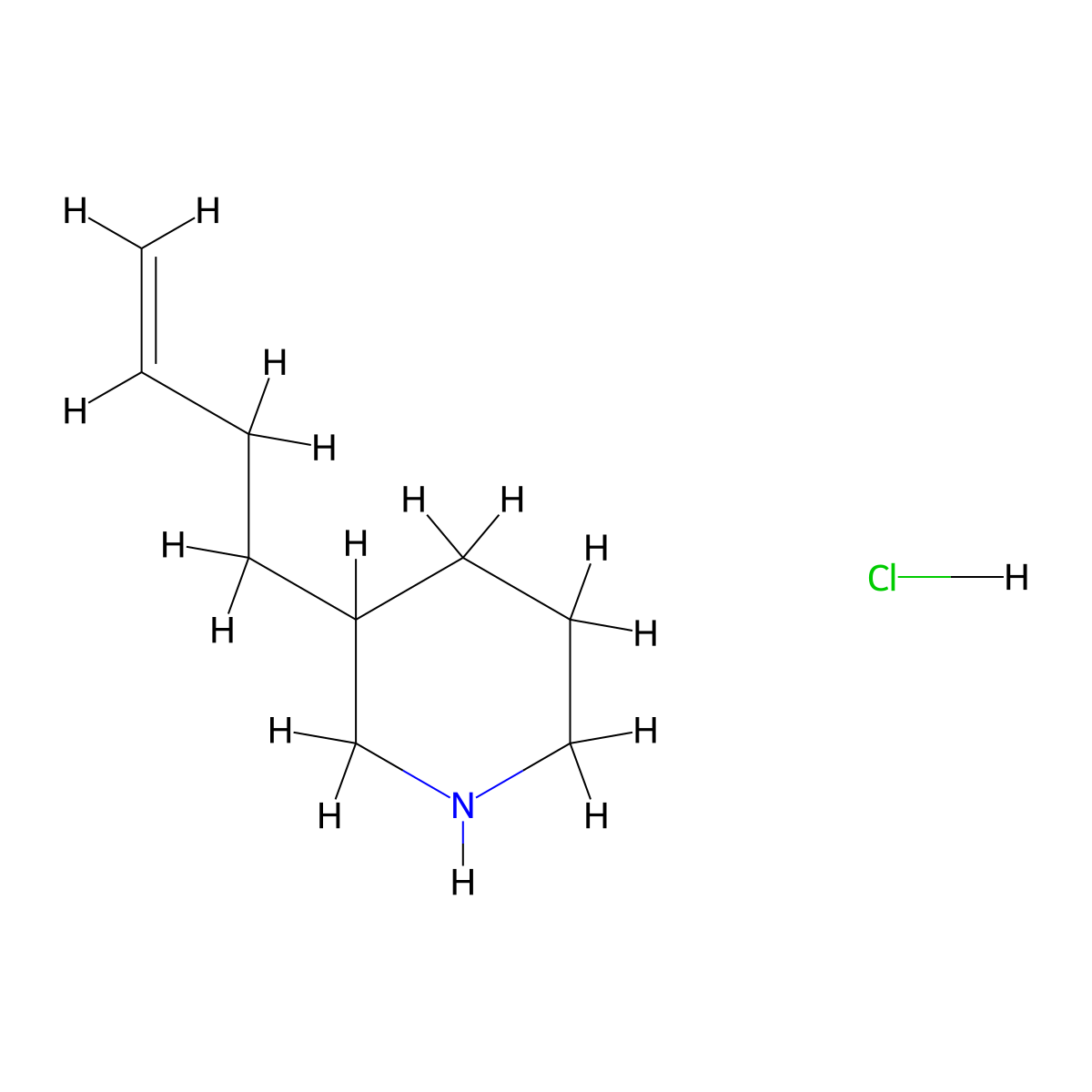 3-(But-3-en-1-yl)piperidine hydrochloride molecular structure, CAS 2418691-67-3