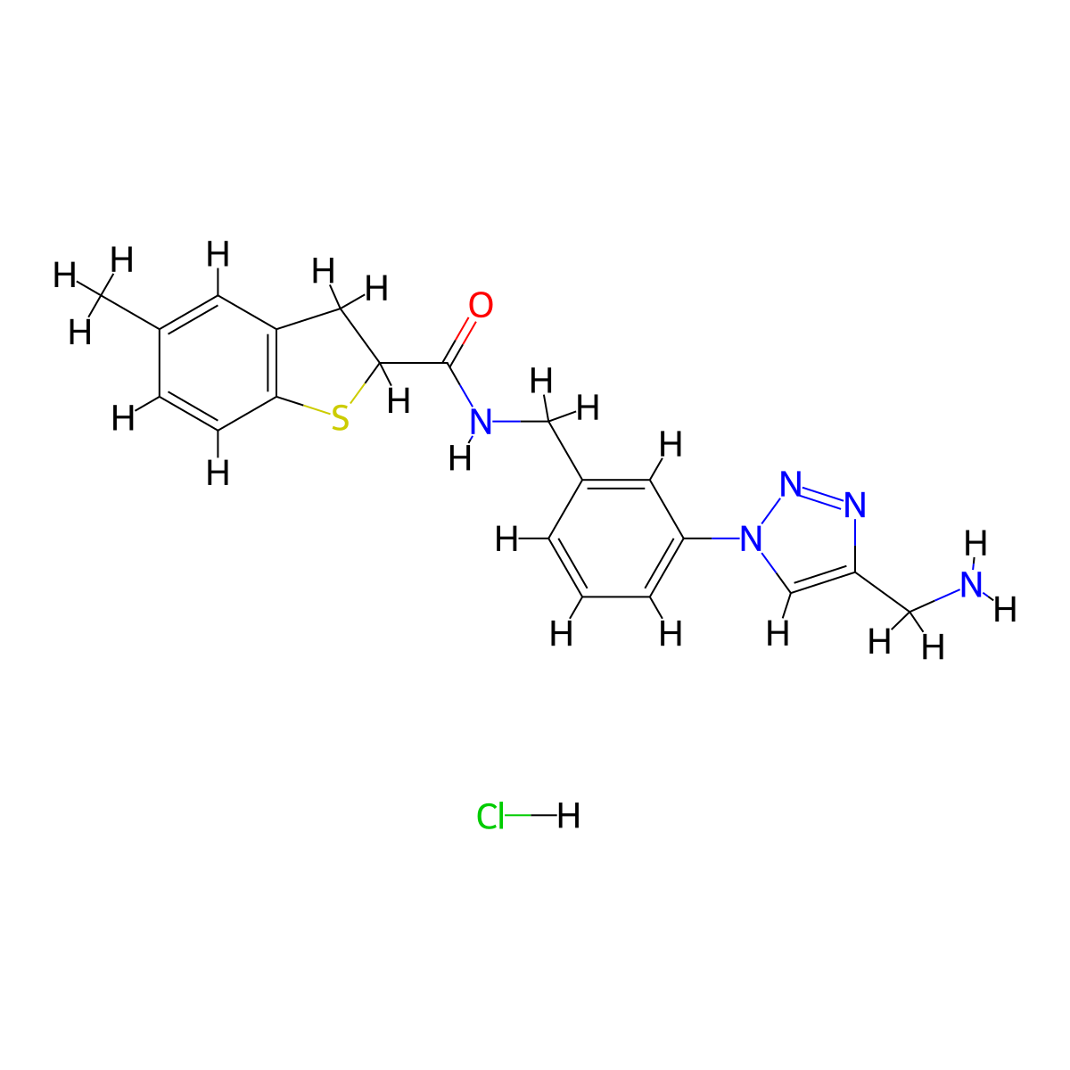 N-[[3-[4-(Aminomethyl)triazol-1-yl]phenyl]methyl]-5-methyl-2,3-dihydro-1-benzothiophene-2-carboxamide;hydrochloride molecular structure, CAS 2418691-94-6
