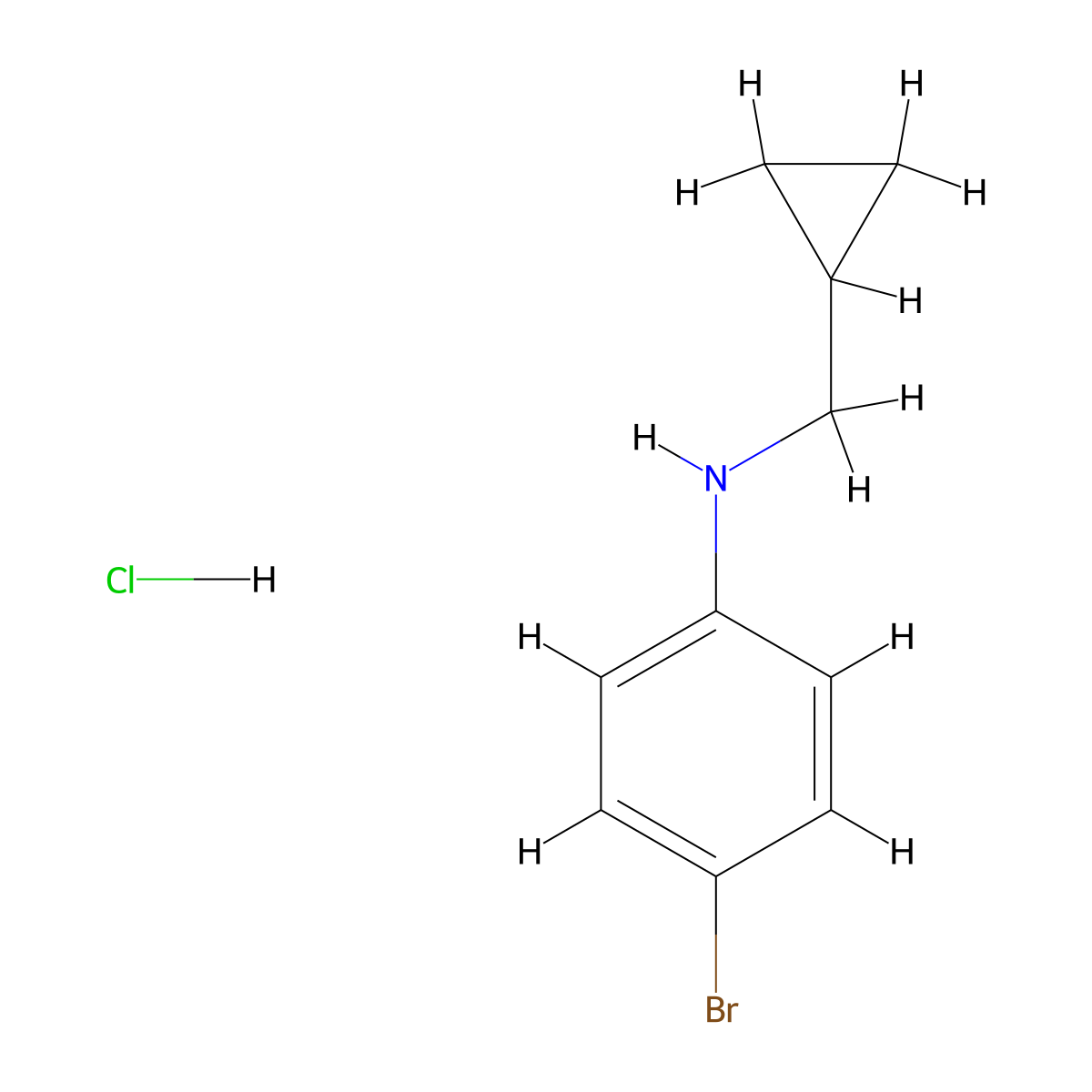 4-bromo-N-(cyclopropylmethyl)anilinehydrochloride molecular structure, CAS 2418692-22-3