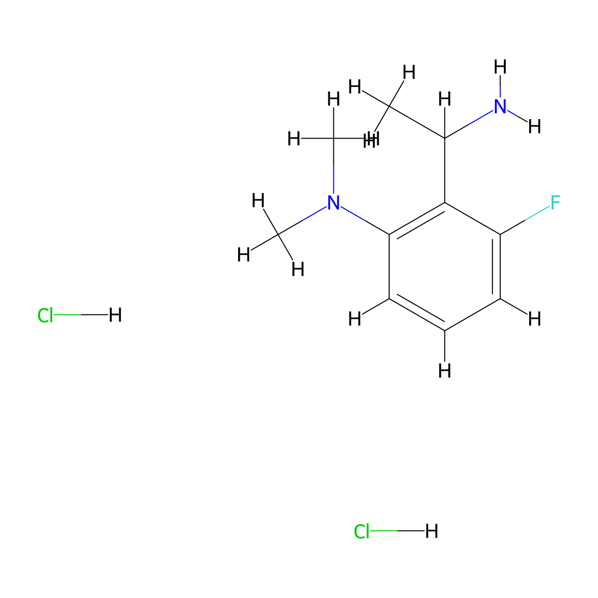 2-(1-aminoethyl)-3-fluoro-N,N-dimethylaniline dihydrochloride molecular structure, CAS 2418692-57-4