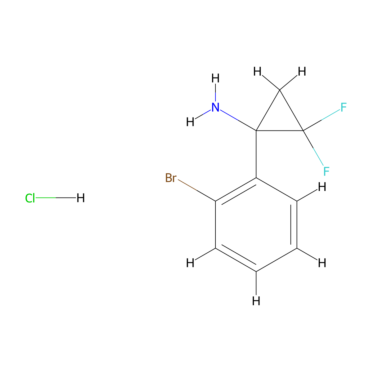 1-(2-Bromophenyl)-2,2-difluorocyclopropan-1-aminehydrochloride molecular structure, CAS 2418692-60-9