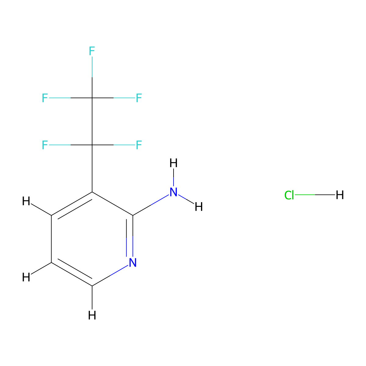3-(1,1,2,2,2-Pentafluoroethyl)pyridin-2-amine hydrochloride molecular structure, CAS 2418692-81-4