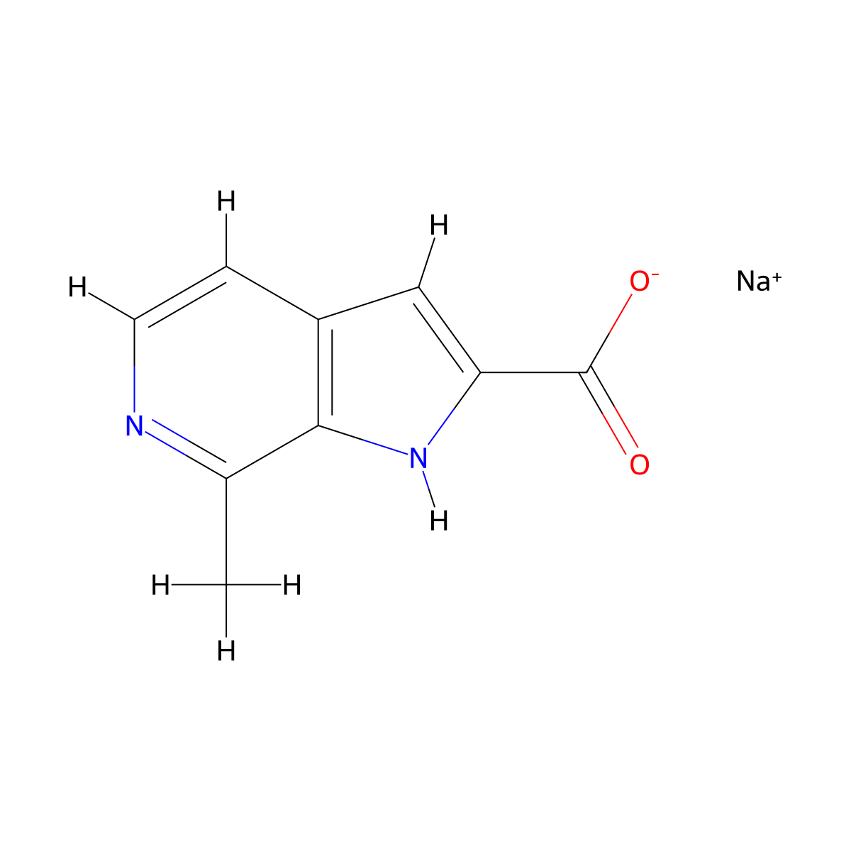 sodium 7-methyl-1H-pyrrolo[2,3-c]pyridine-2-carboxylate molecular structure, CAS 2418692-97-2