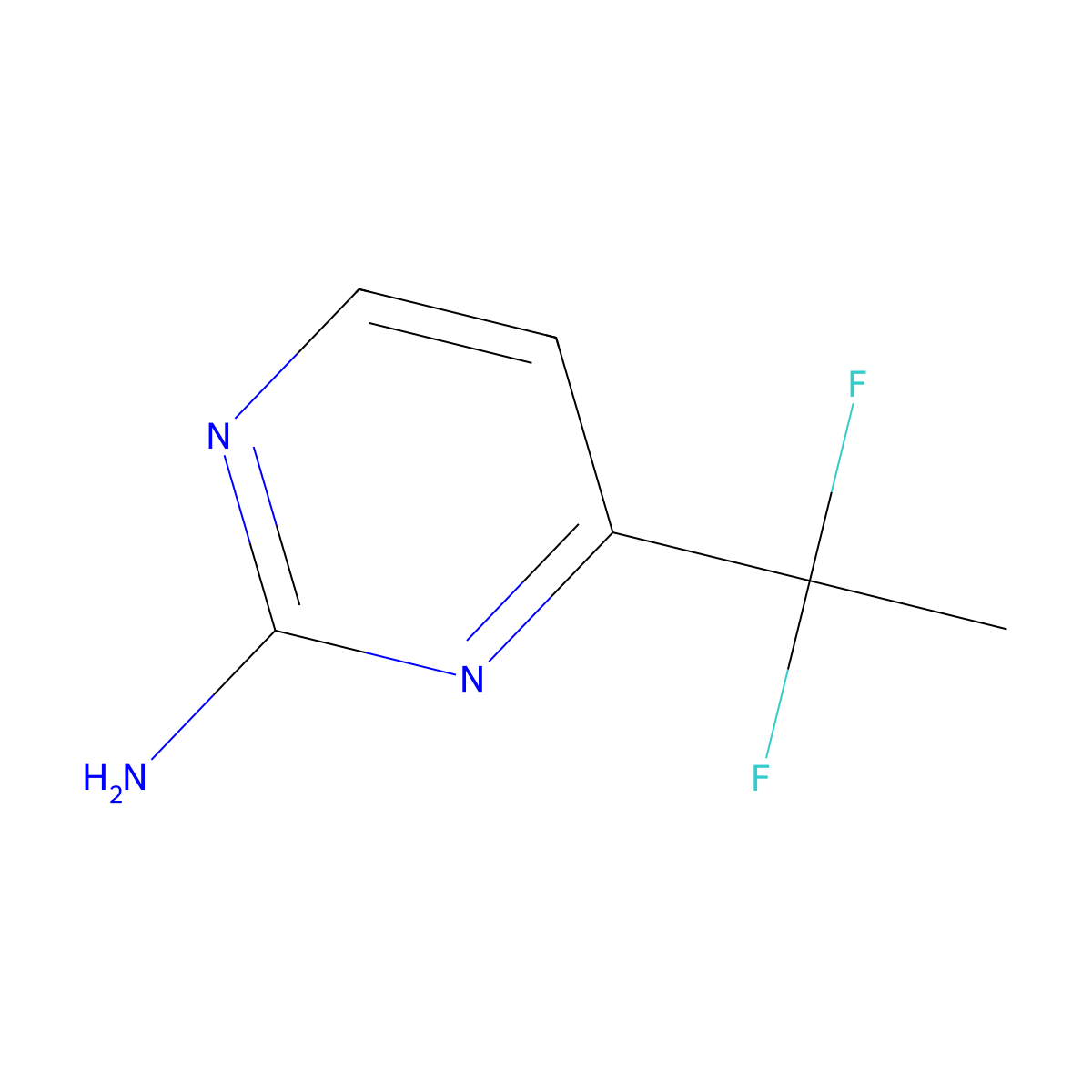 4-(1,1-Difluoroethyl)pyrimidin-2-amine molecular structure, CAS 2418694-20-7