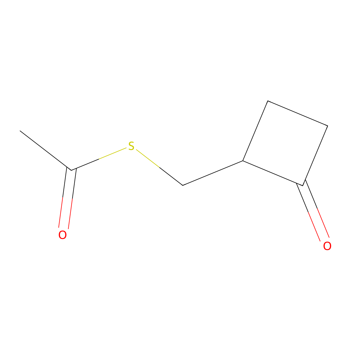 2-[(Acetylsulfanyl)methyl]cyclobutan-1-one molecular structure, CAS 2418694-39-8