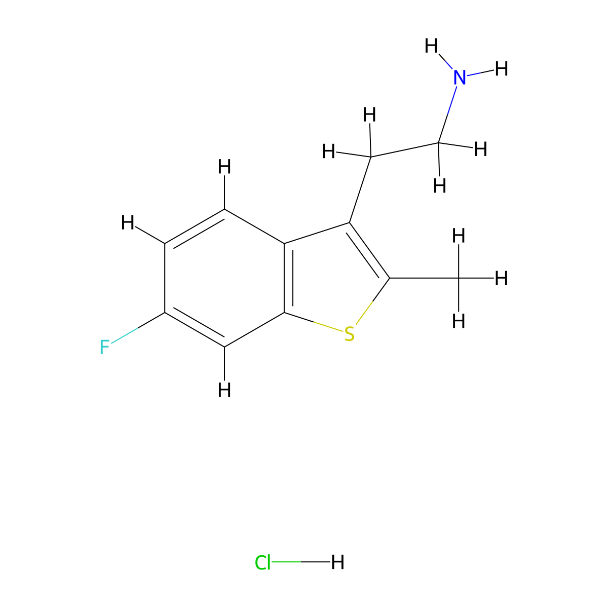 2-(6-Fluoro-2-methyl-1-benzothiophen-3-yl)ethan-1-aminehydrochloride molecular structure, CAS 2418695-23-3