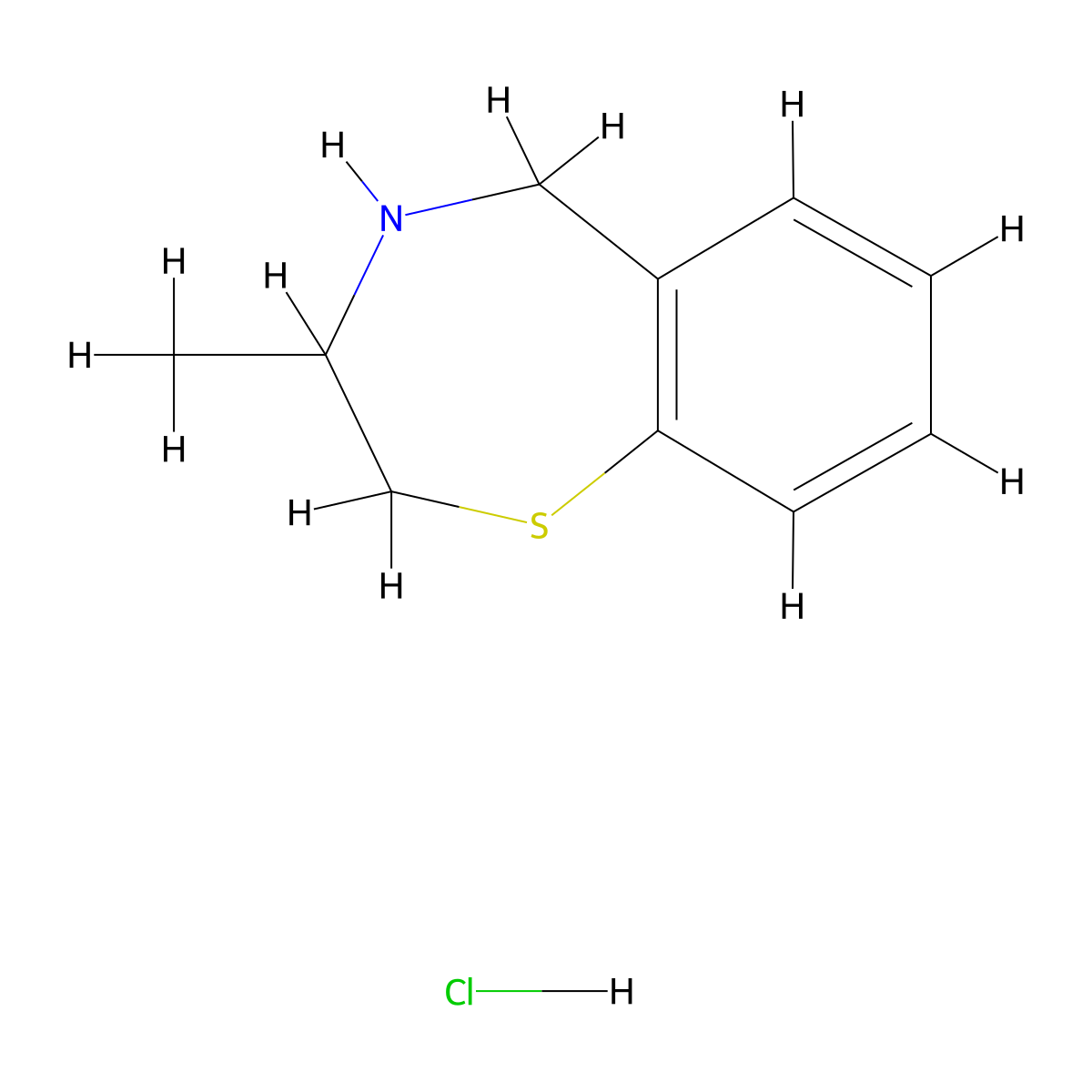 3-Methyl-2,3,4,5-tetrahydro-1,4-benzothiazepine hydrochloride molecular structure, CAS 24187-67-5