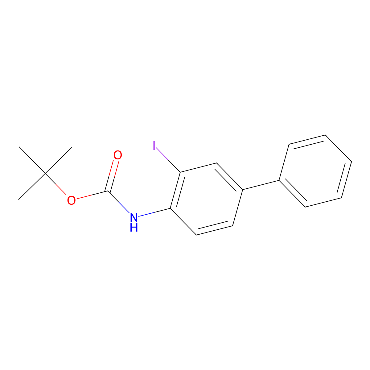 tert-butyl N-{3-iodo-[1,1'-biphenyl]-4-yl}carbamate molecular structure, CAS 2418703-01-0