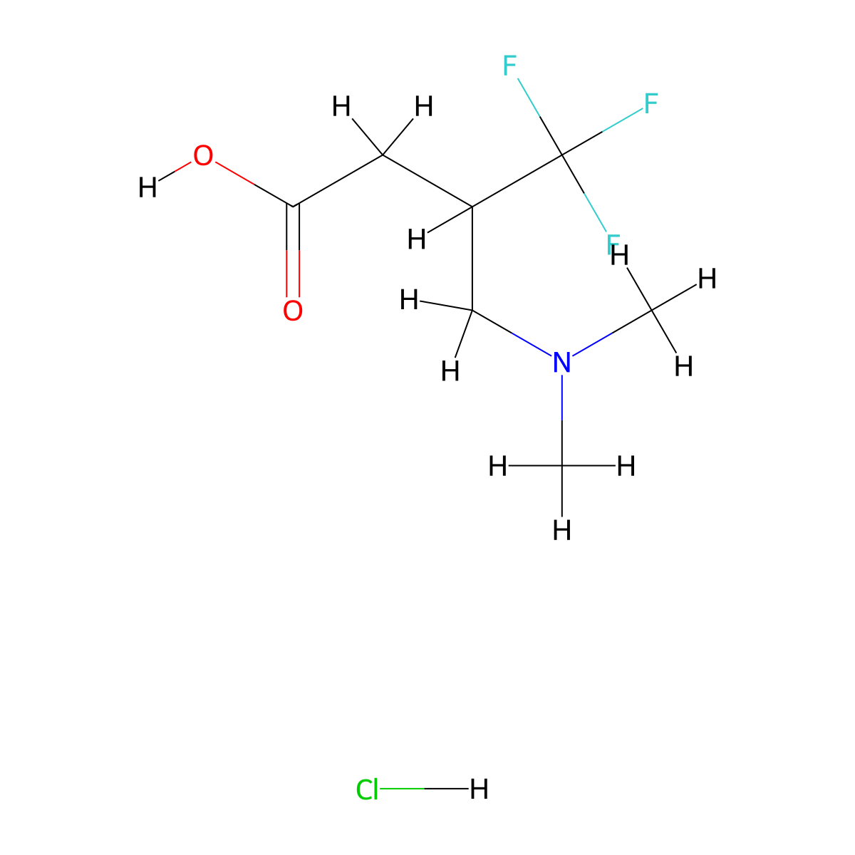 3-[(Dimethylamino)methyl]-4,4,4-trifluorobutanoic acid;hydrochloride molecular structure, CAS 2418703-72-5