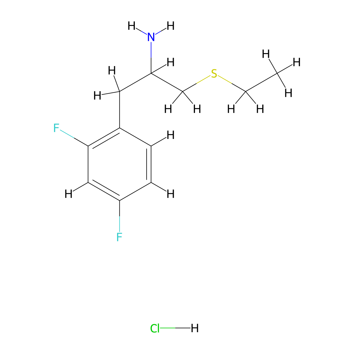 1-(2,4-Difluorophenyl)-3-(ethylsulfanyl)propan-2-amine hydrochloride molecular structure, CAS 2418703-77-0