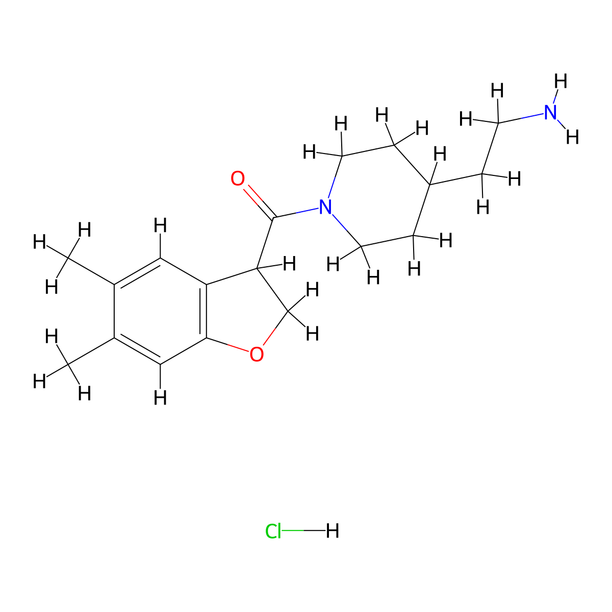 2-[1-(5,6-Dimethyl-2,3-dihydro-1-benzofuran-3-carbonyl)piperidin-4-yl]ethan-1-amine hydrochloride molecular structure, CAS 2418704-09-1