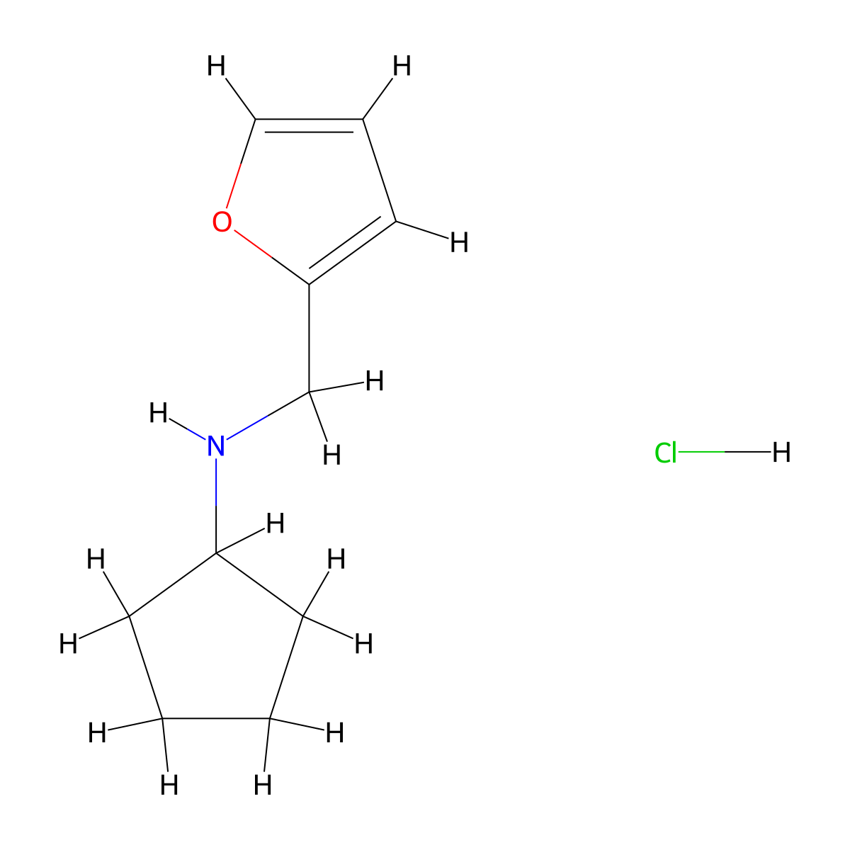 N-[(furan-2-yl)methyl]cyclopentanamine hydrochloride molecular structure, CAS 2418705-59-4