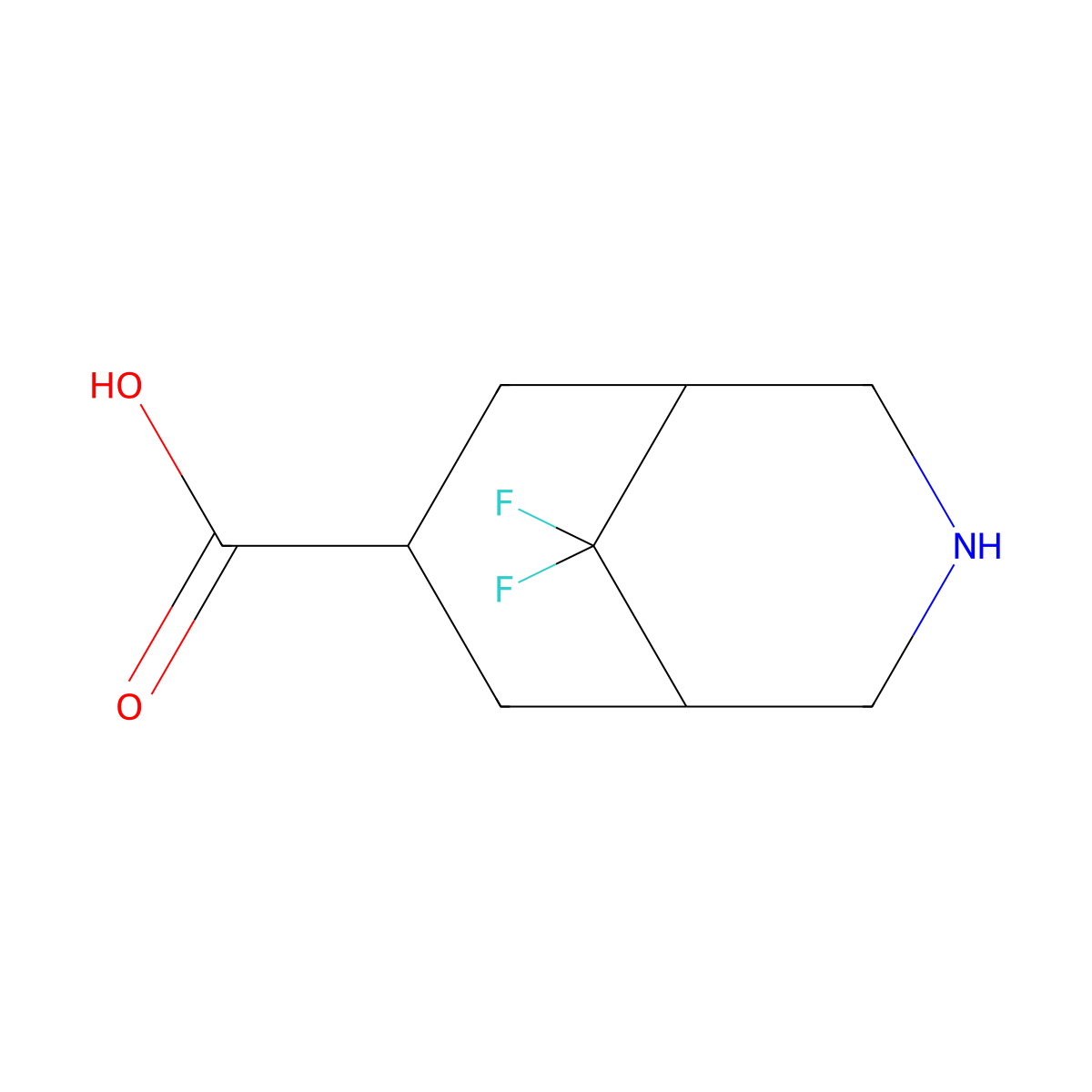 9,9-Difluoro-3-azabicyclo[3.3.1]nonane-7-carboxylic acid molecular structure, CAS 2418707-82-9