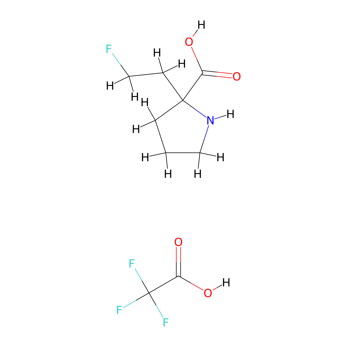 2-(2-Fluoroethyl)pyrrolidine-2-carboxylic acid; trifluoroacetic acid molecular structure, CAS 2418708-48-0