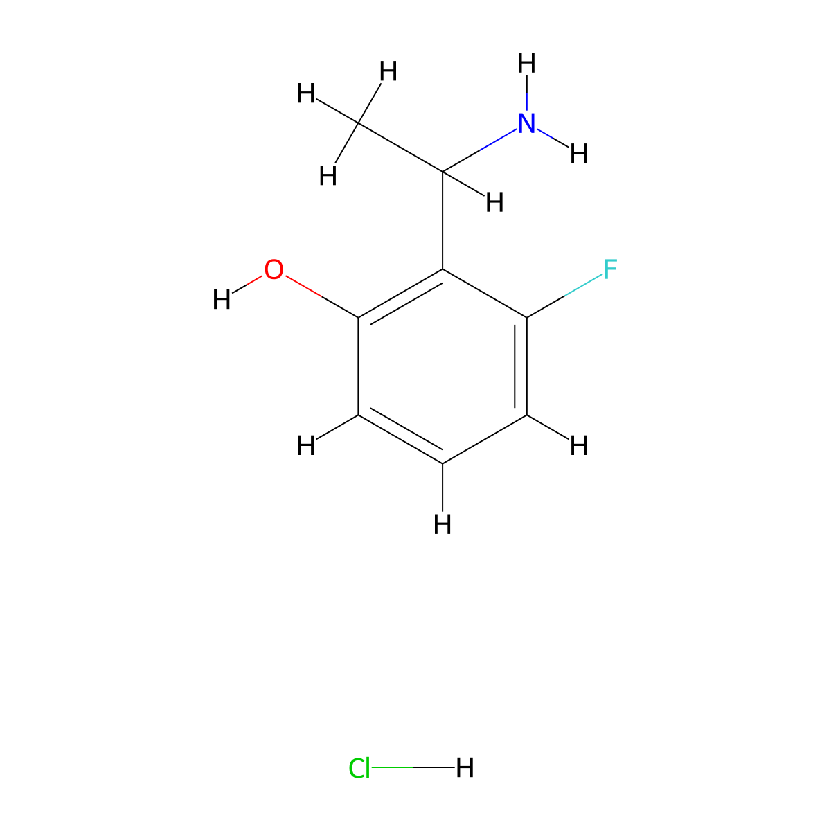 2-(1-Aminoethyl)-3-fluorophenol hydrochloride molecular structure, CAS 2418709-11-0