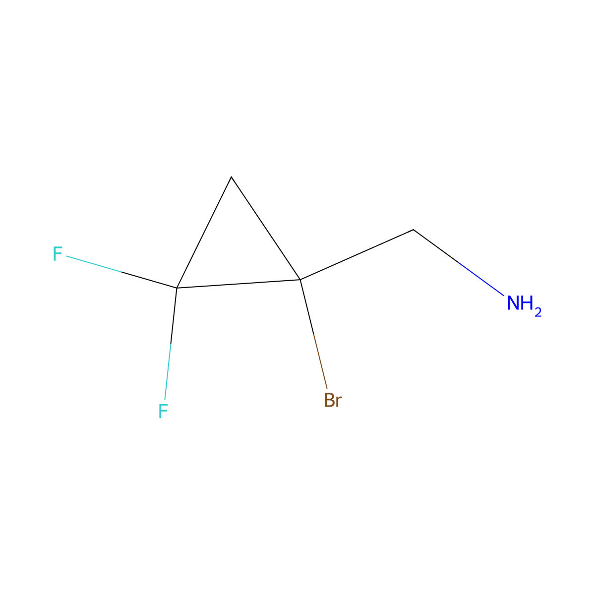 1-(1-Bromo-2,2-difluorocyclopropyl)methanamine molecular structure, CAS 2418709-16-5