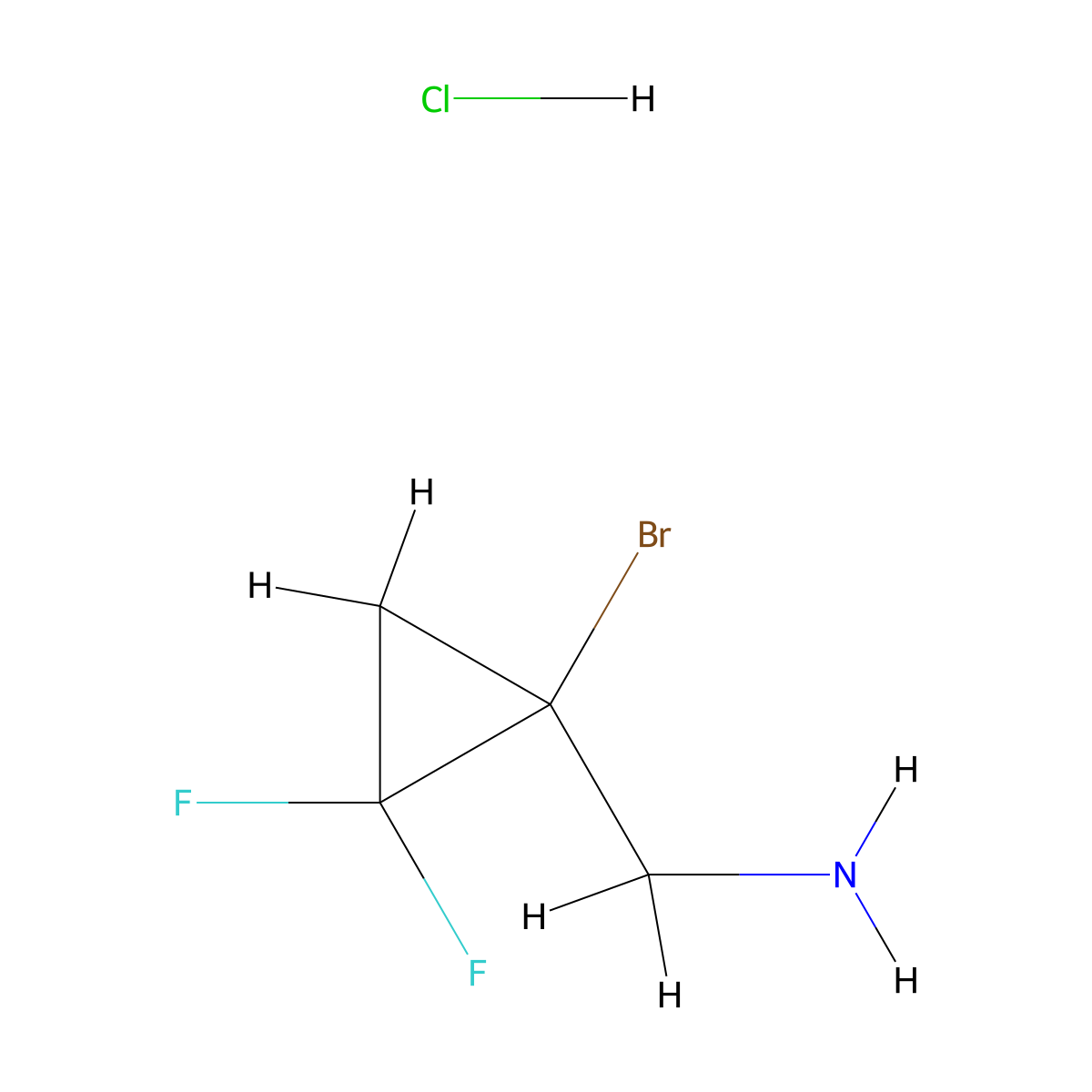 1-(1-Bromo-2,2-difluorocyclopropyl)methanamine hydrochloride molecular structure, CAS 2418709-17-6