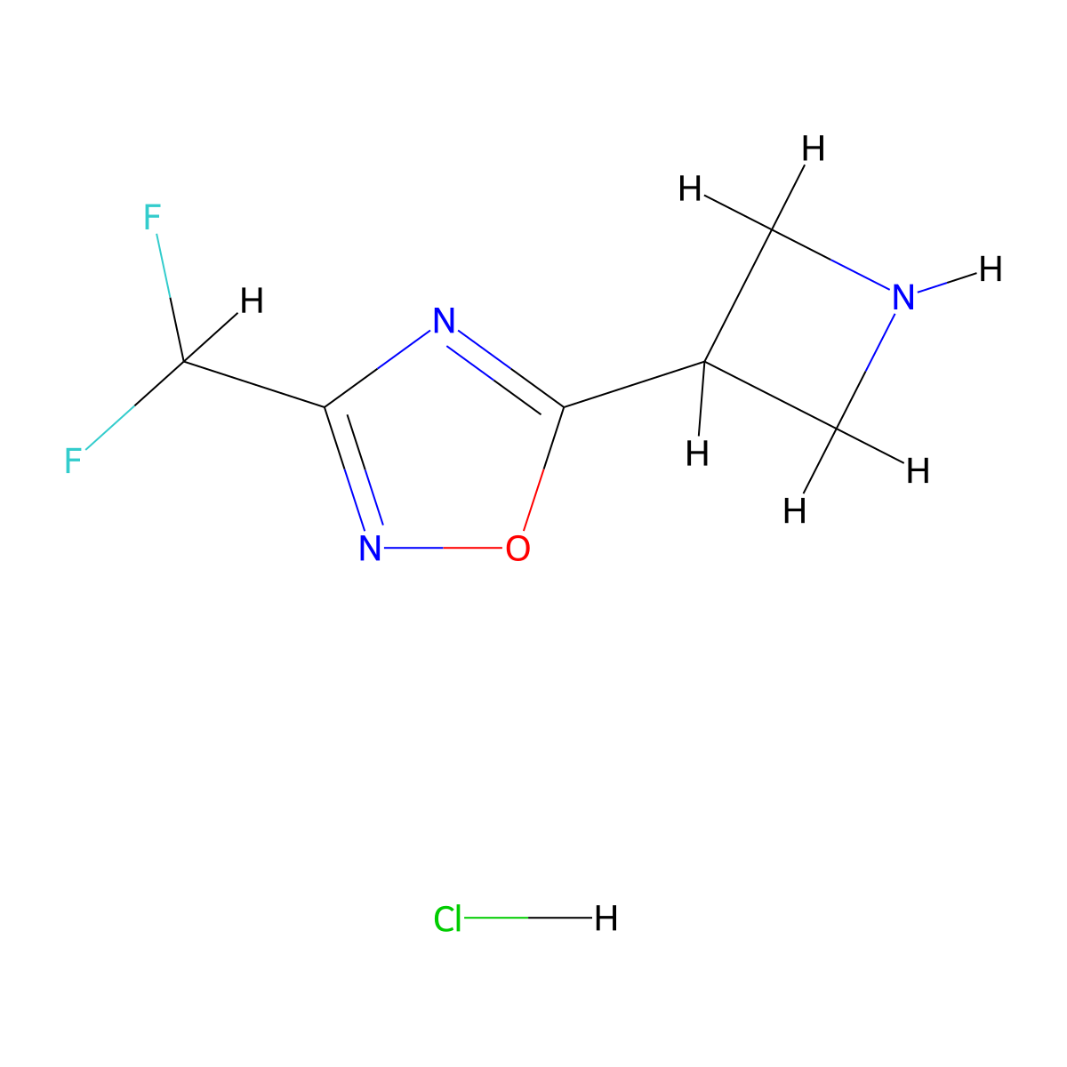 5-(Azetidin-3-yl)-3-(difluoromethyl)-1,2,4-oxadiazole hydrochloride molecular structure, CAS 2418709-22-3