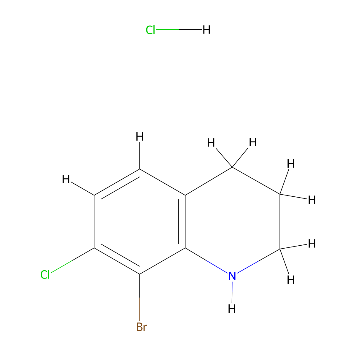 8-Bromo-7-chloro-1,2,3,4-tetrahydroquinoline hydrochloride molecular structure, CAS 2418709-42-7
