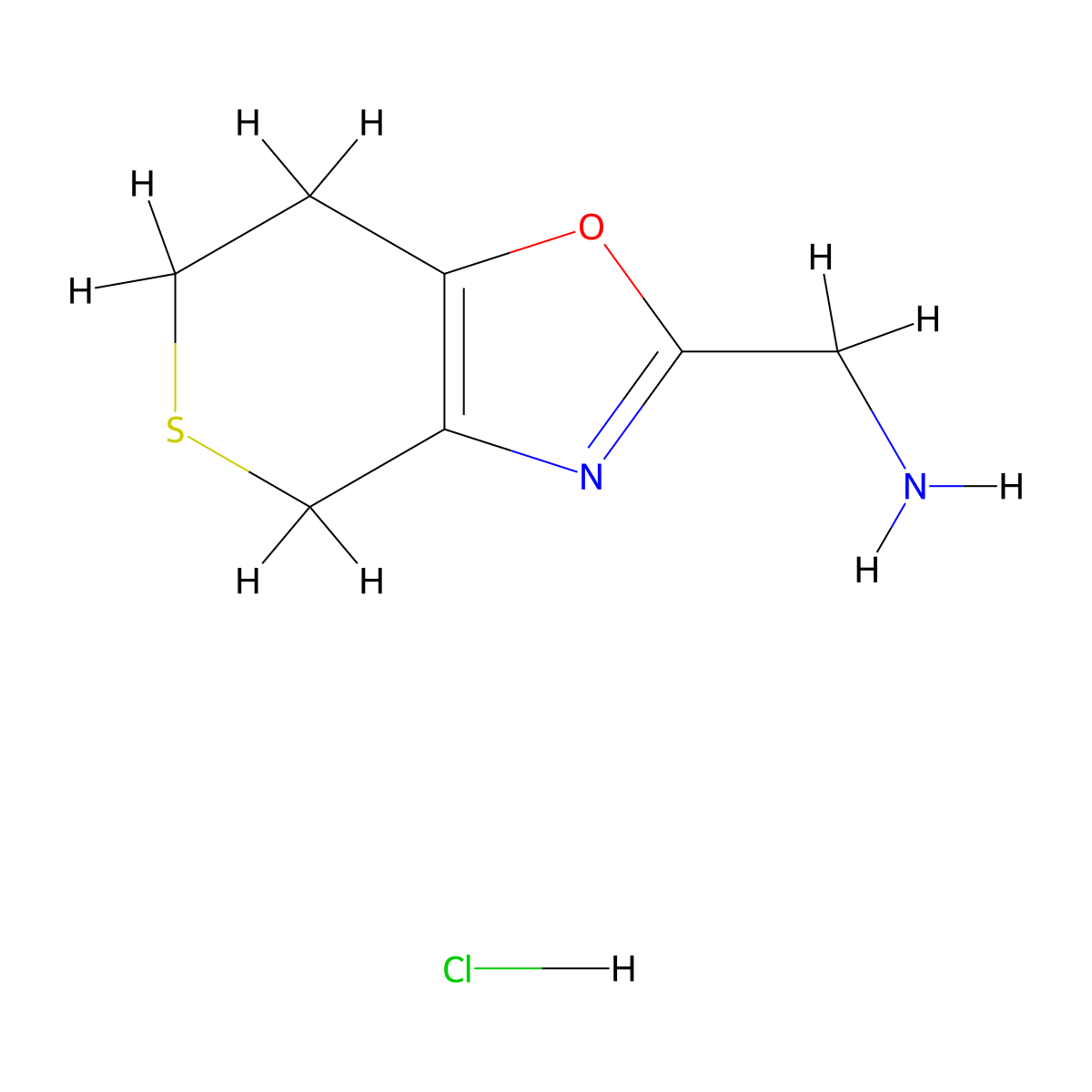 6,7-Dihydro-4H-thiopyrano[3,4-d][1,3]oxazol-2-ylmethanamine;hydrochloride molecular structure, CAS 2418709-48-3