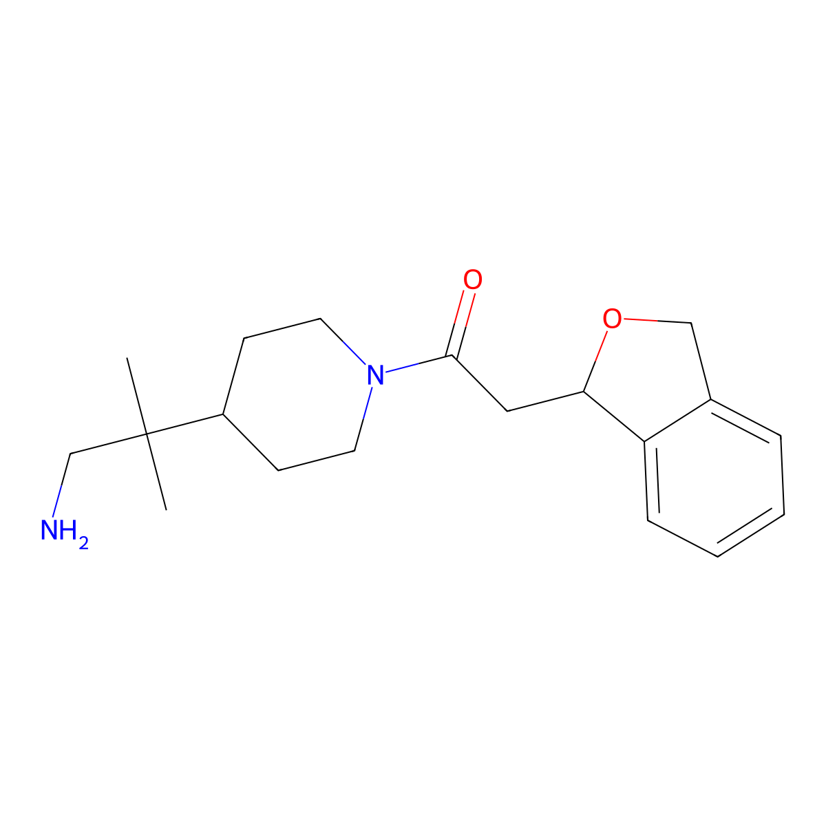 1-[4-(1-Amino-2-methylpropan-2-yl)piperidin-1-yl]-2-(1,3-dihydro-2-benzofuran-1-yl)ethan-1-one molecular structure, CAS 2418709-54-1