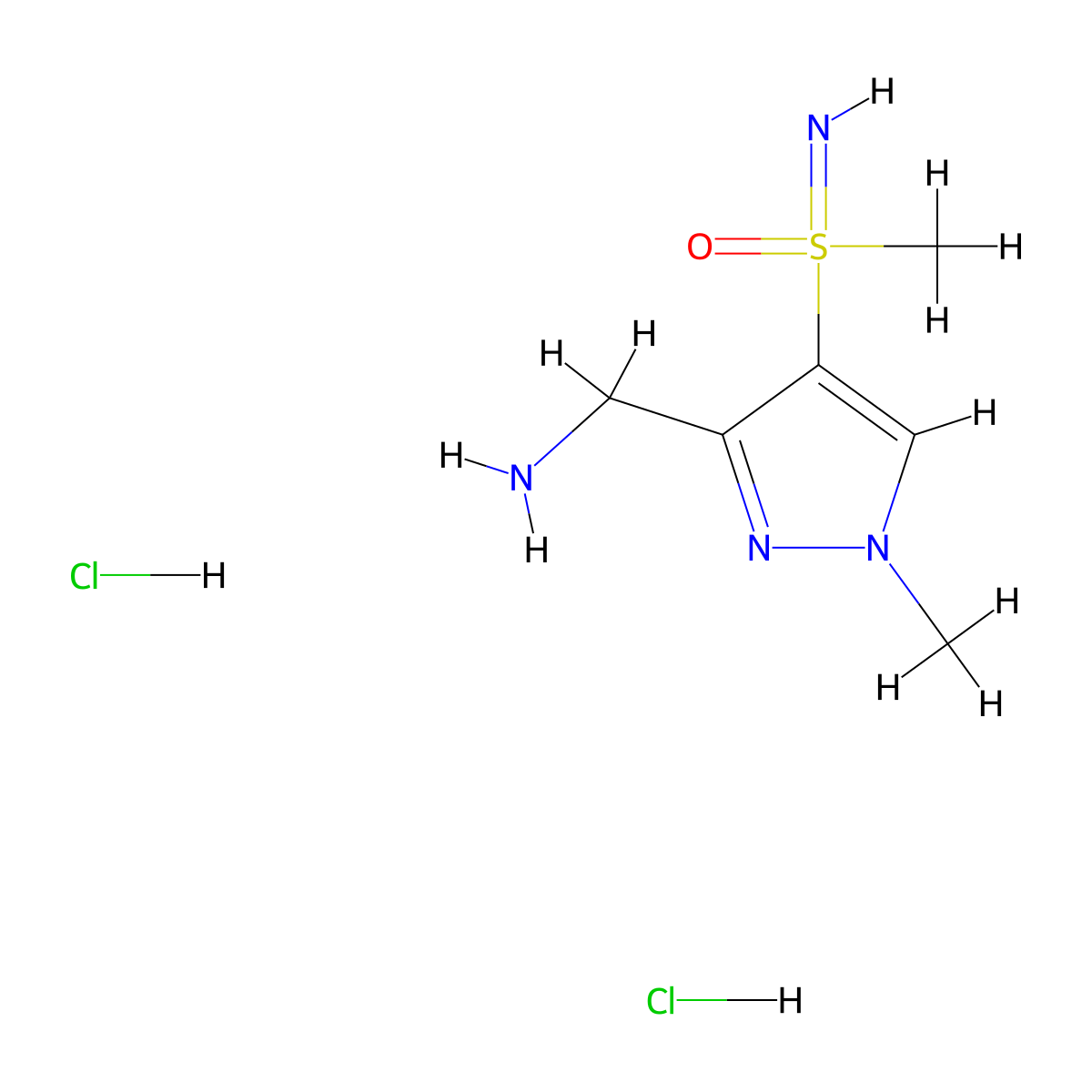 (3-(aminomethyl)-1-methyl-1H-pyrazol-4-yl)(imino)methyl-lambda6-sulfanone dihydrochloride molecular structure, CAS 2418709-60-9