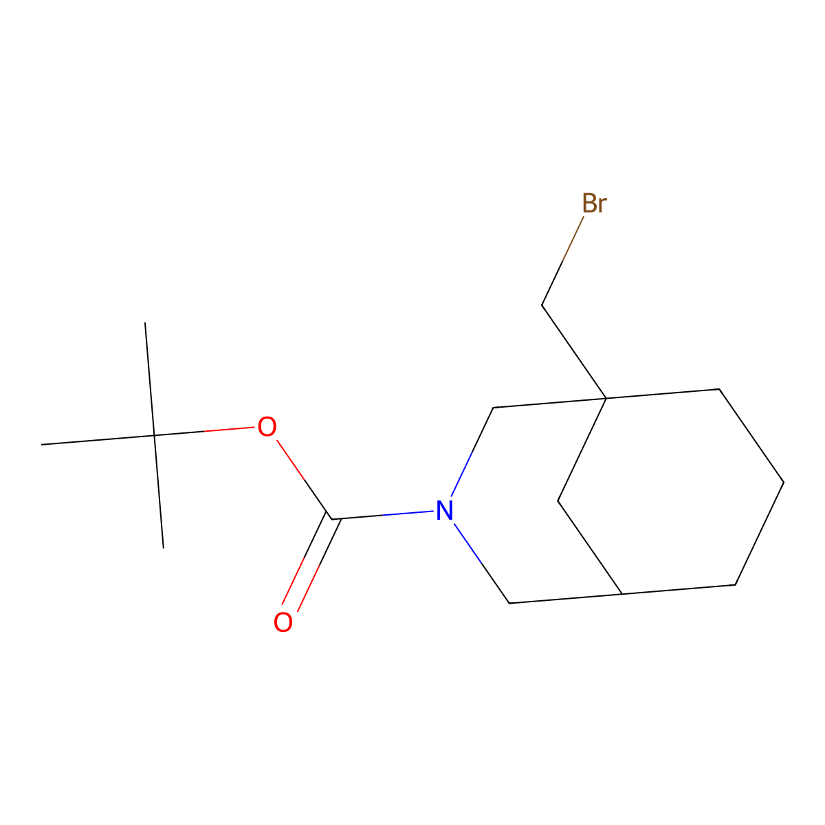 Tert-butyl 1-(bromomethyl)-3-azabicyclo(3.3.1)nonane-3-carboxylate molecular structure, CAS 2418709-90-5