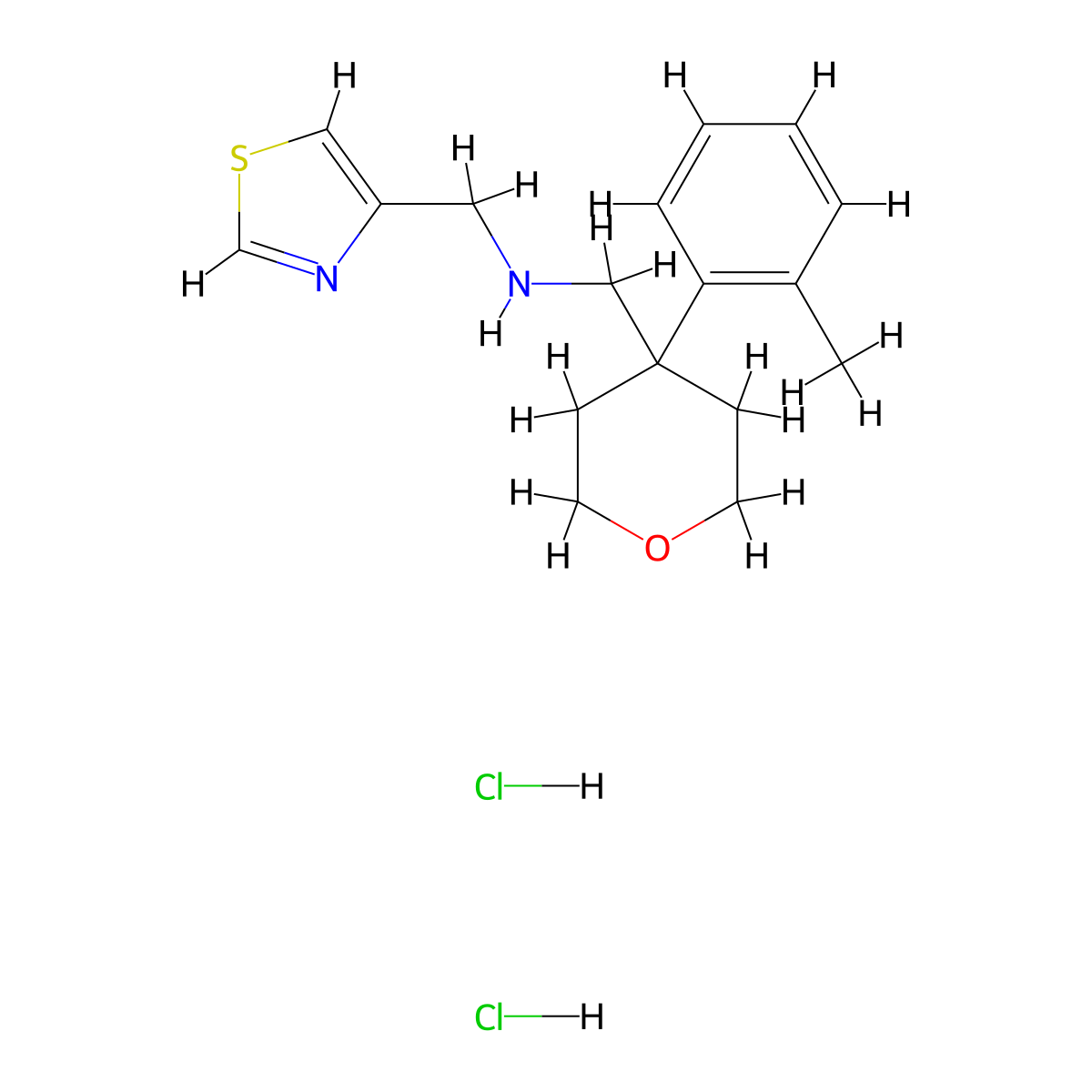 {[4-(2-Methylphenyl)oxan-4-yl]methyl}[(1,3-thiazol-4-yl)methyl]amine dihydrochloride molecular structure, CAS 2418711-80-3