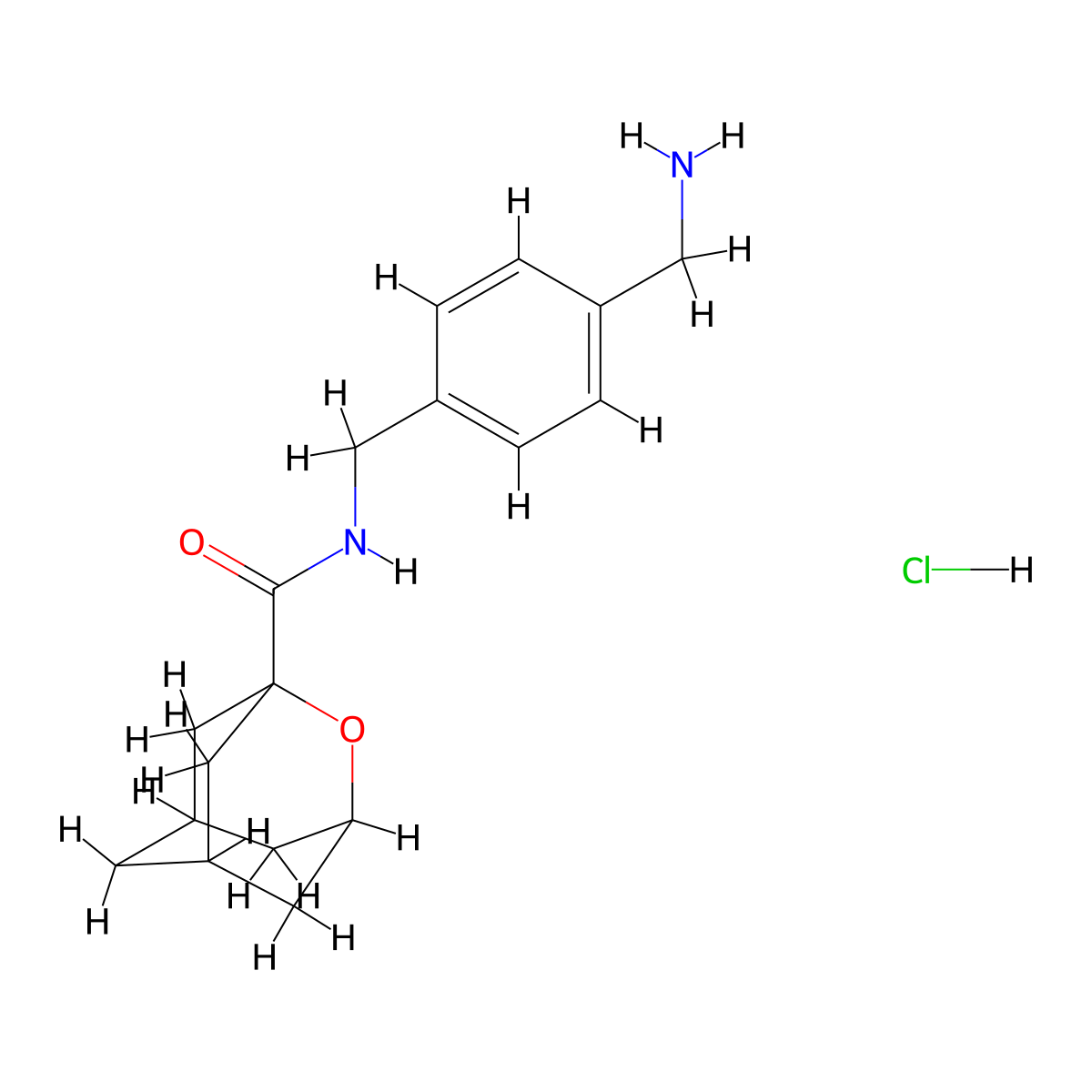N-{[4-(aminomethyl)phenyl]methyl}-2-oxatricyclo[3.3.1.1,3,7]decane-1-carboxamidehydrochloride molecular structure, CAS 2418715-39-4