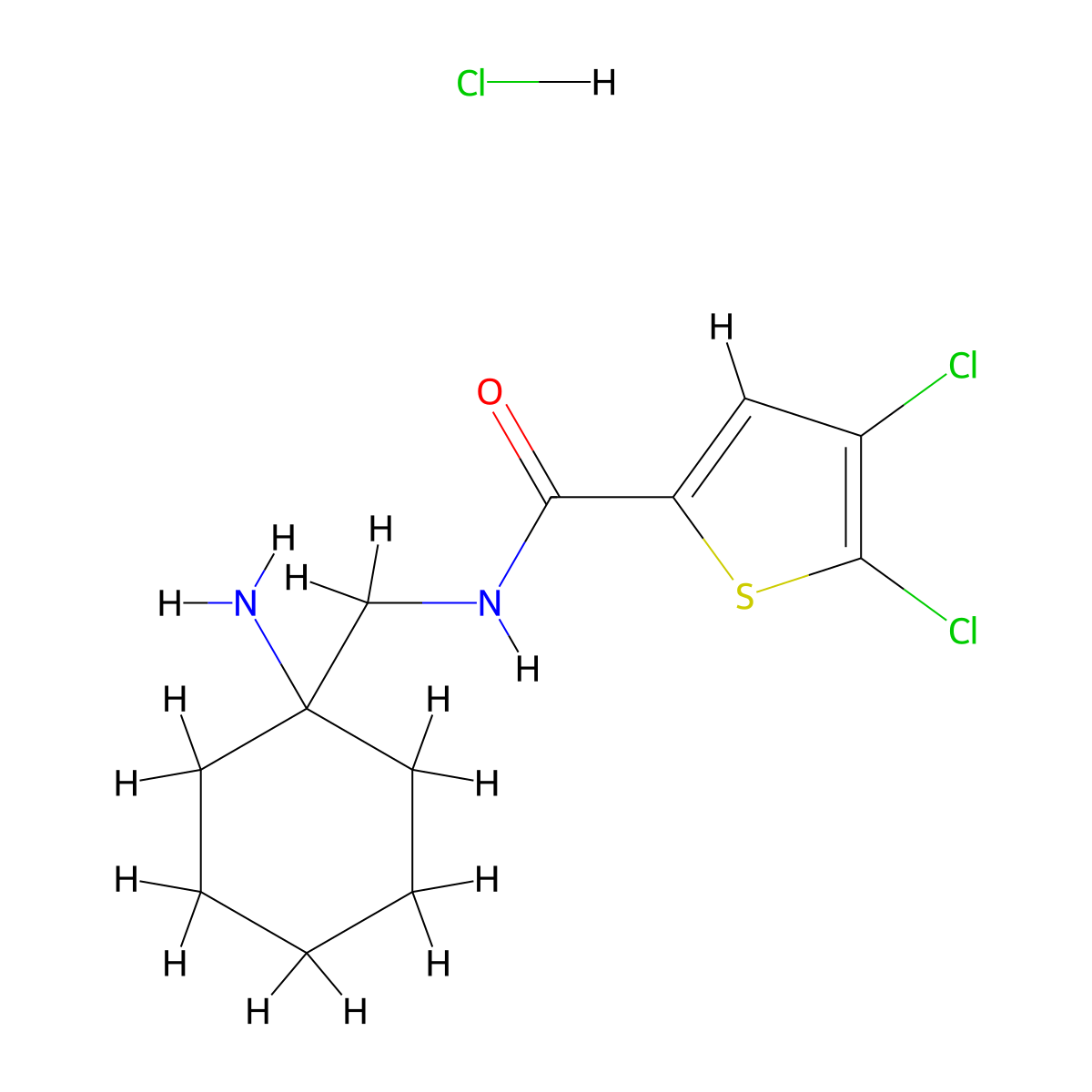 N-[(1-aminocyclohexyl)methyl]-4,5-dichlorothiophene-2-carboxamidehydrochloride molecular structure, CAS 2418715-42-9