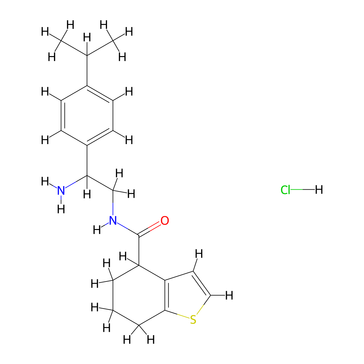 N-[2-Amino-2-(4-propan-2-ylphenyl)ethyl]-4,5,6,7-tetrahydro-1-benzothiophene-4-carboxamide;hydrochloride molecular structure, CAS 2418715-96-3