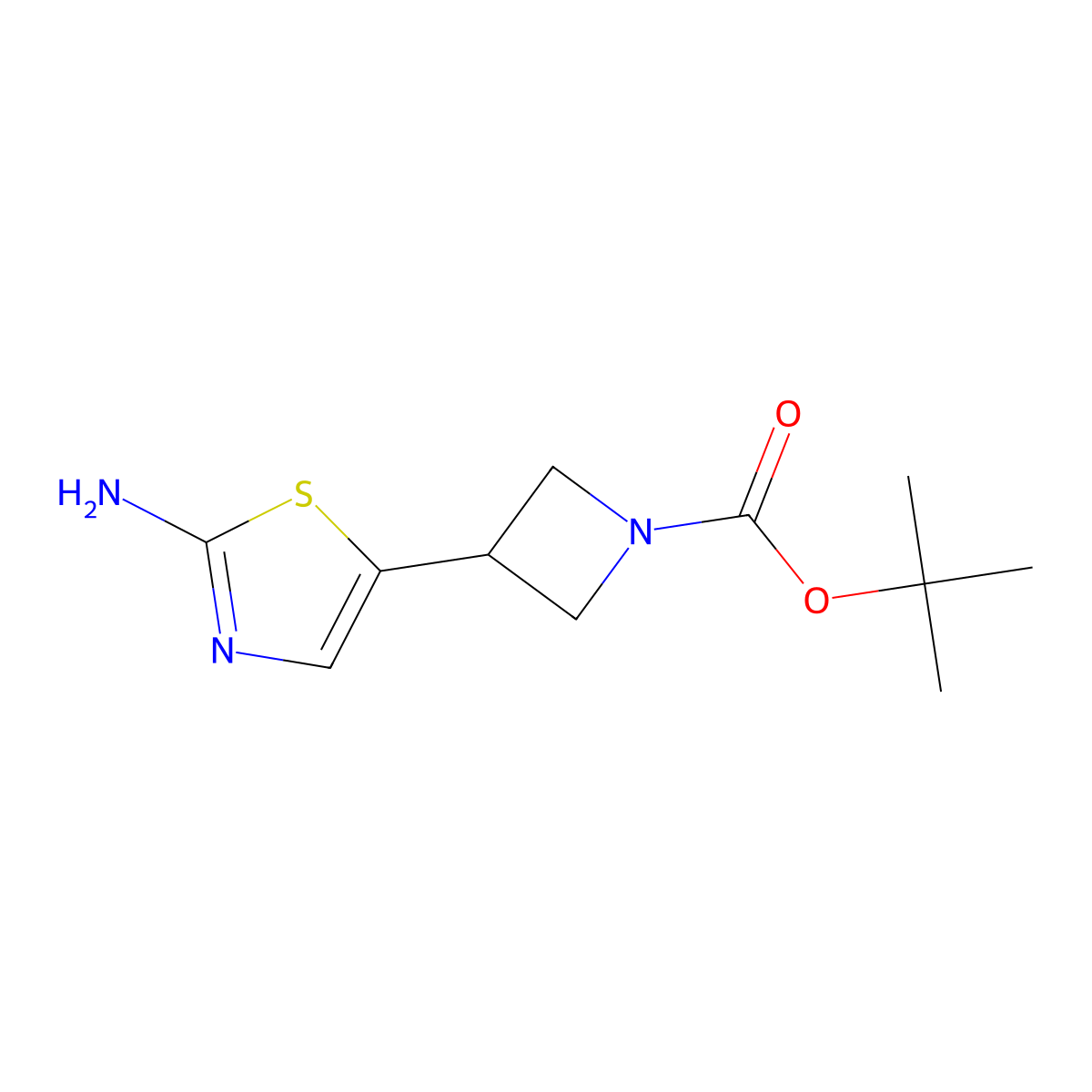 Tert-butyl 3-(2-amino-1,3-thiazol-5-yl)azetidine-1-carboxylate molecular structure, CAS 2418716-36-4
