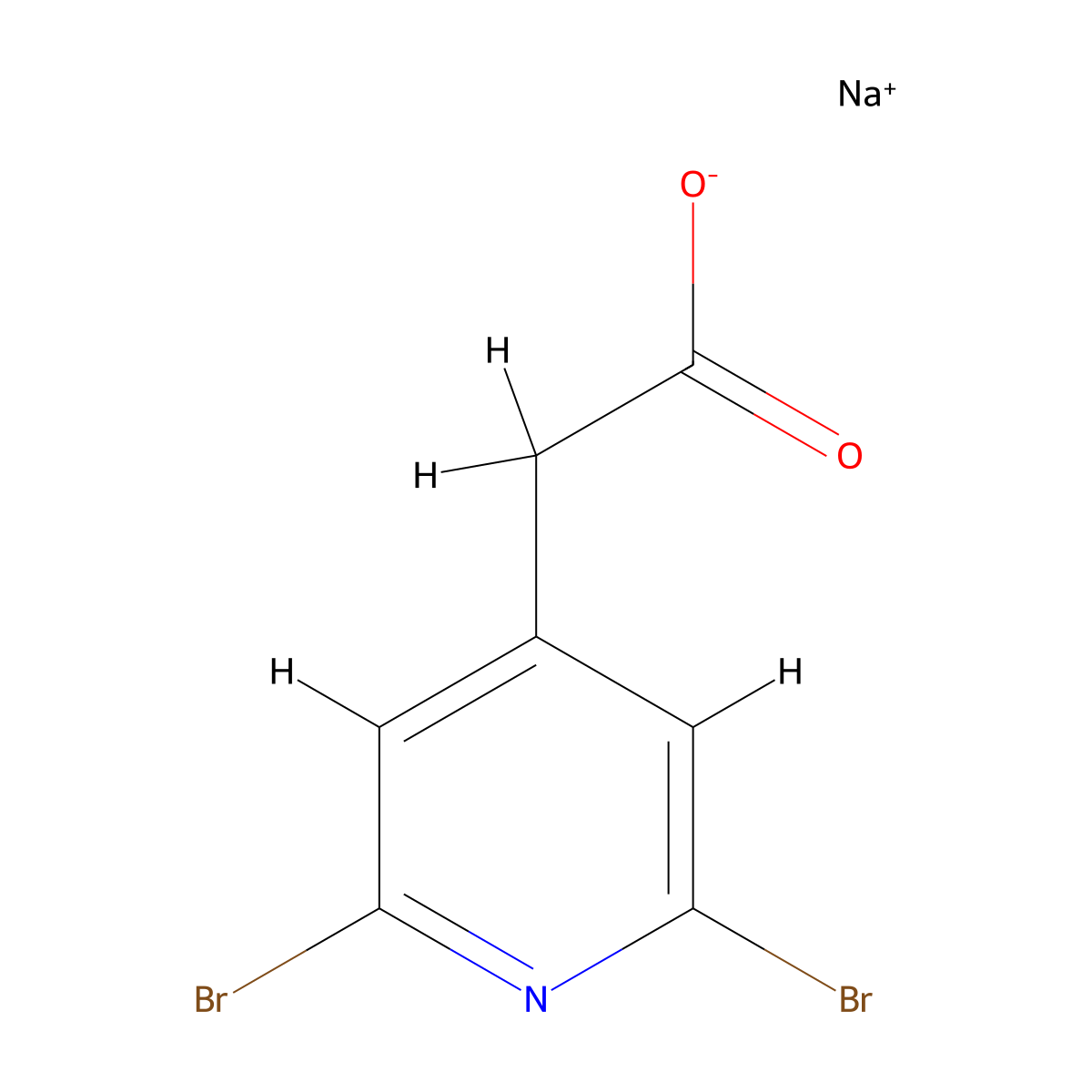 Sodium2-(2,6-dibromopyridin-4-yl)acetate molecular structure, CAS 2418716-72-8