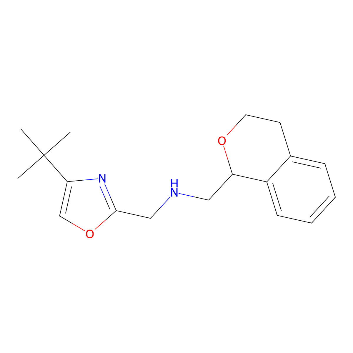 [(4-tert-butyl-1,3-oxazol-2-yl)methyl][(3,4-dihydro-1H-2-benzopyran-1-yl)methyl]amine molecular structure, CAS 2418717-70-9
