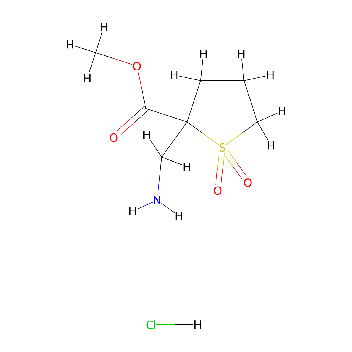 Methyl2-(aminomethyl)-1,1-dioxo-1lambda6-thiolane-2-carboxylatehydrochloride molecular structure, CAS 2418717-85-6