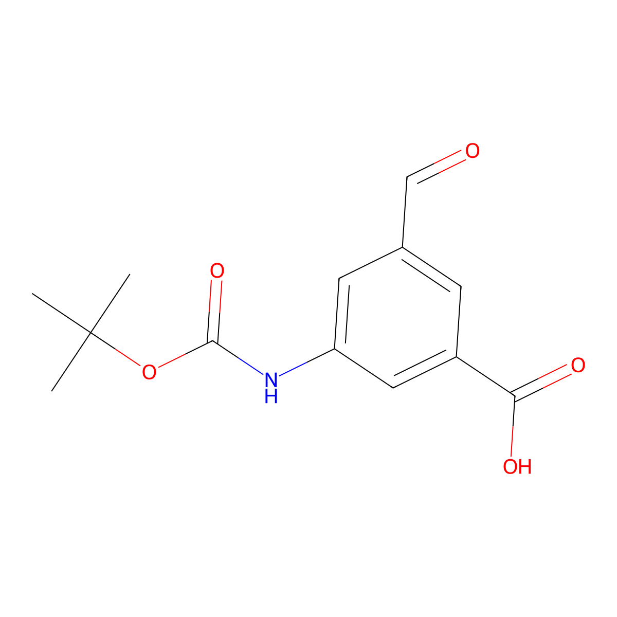 3-{[(Tert-butoxy)carbonyl]amino}-5-formylbenzoic acid molecular structure, CAS 2418717-87-8